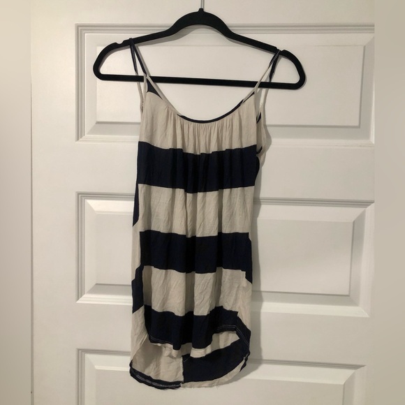Lightweight Navy and Cream Stripe Open Back Tank - Picture 2 of 4